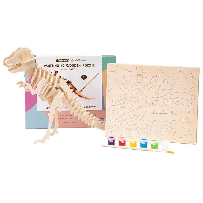 Rompecabezas 3d Tiranosaurio Rex para Pintar