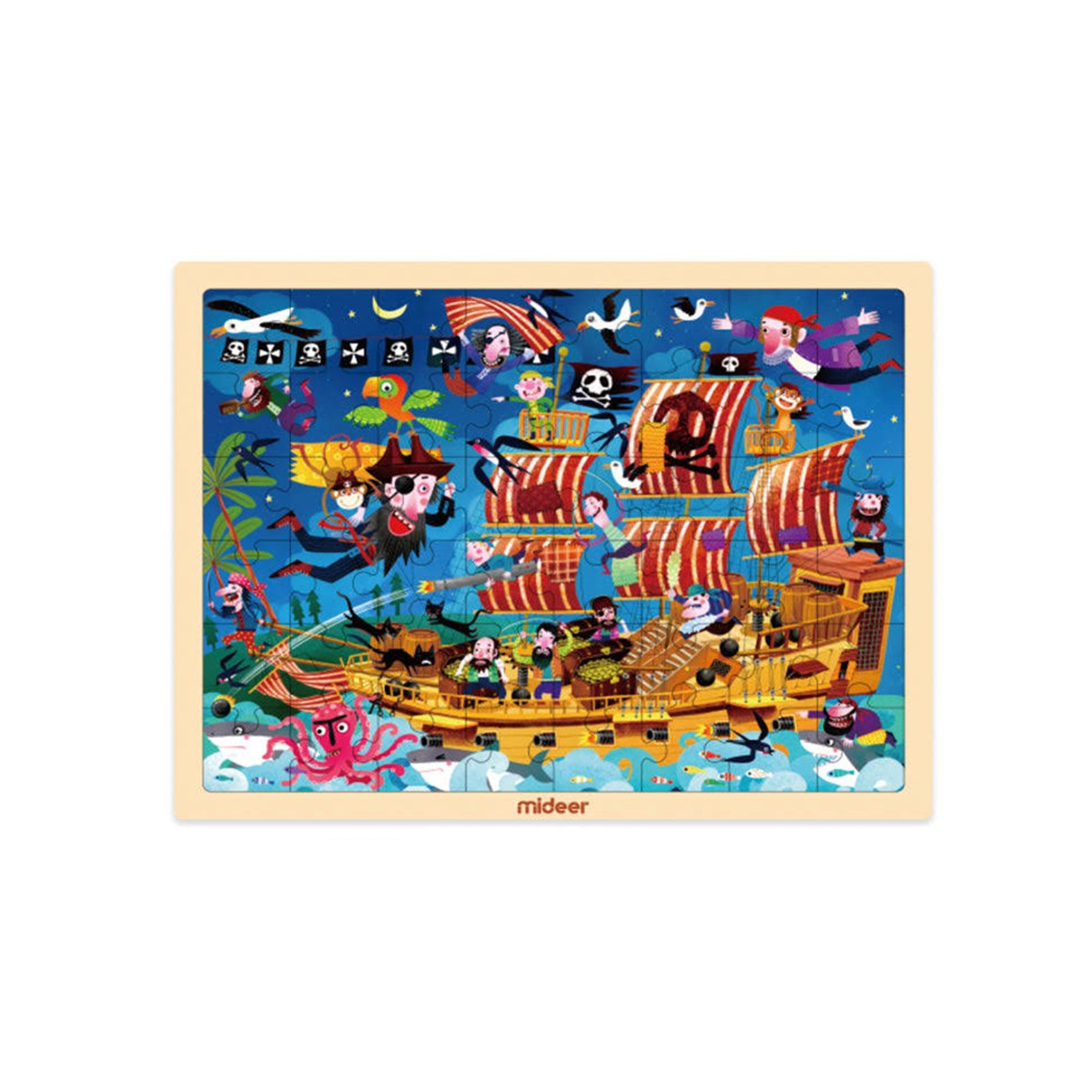 Rompecabezas de Madera Armable Barco Pirata Mideer